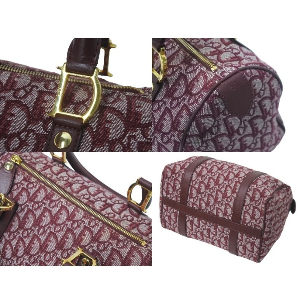 Christian Dior Trotter Handbag Canvas Leather Bordeaux - Picture 6 of 9